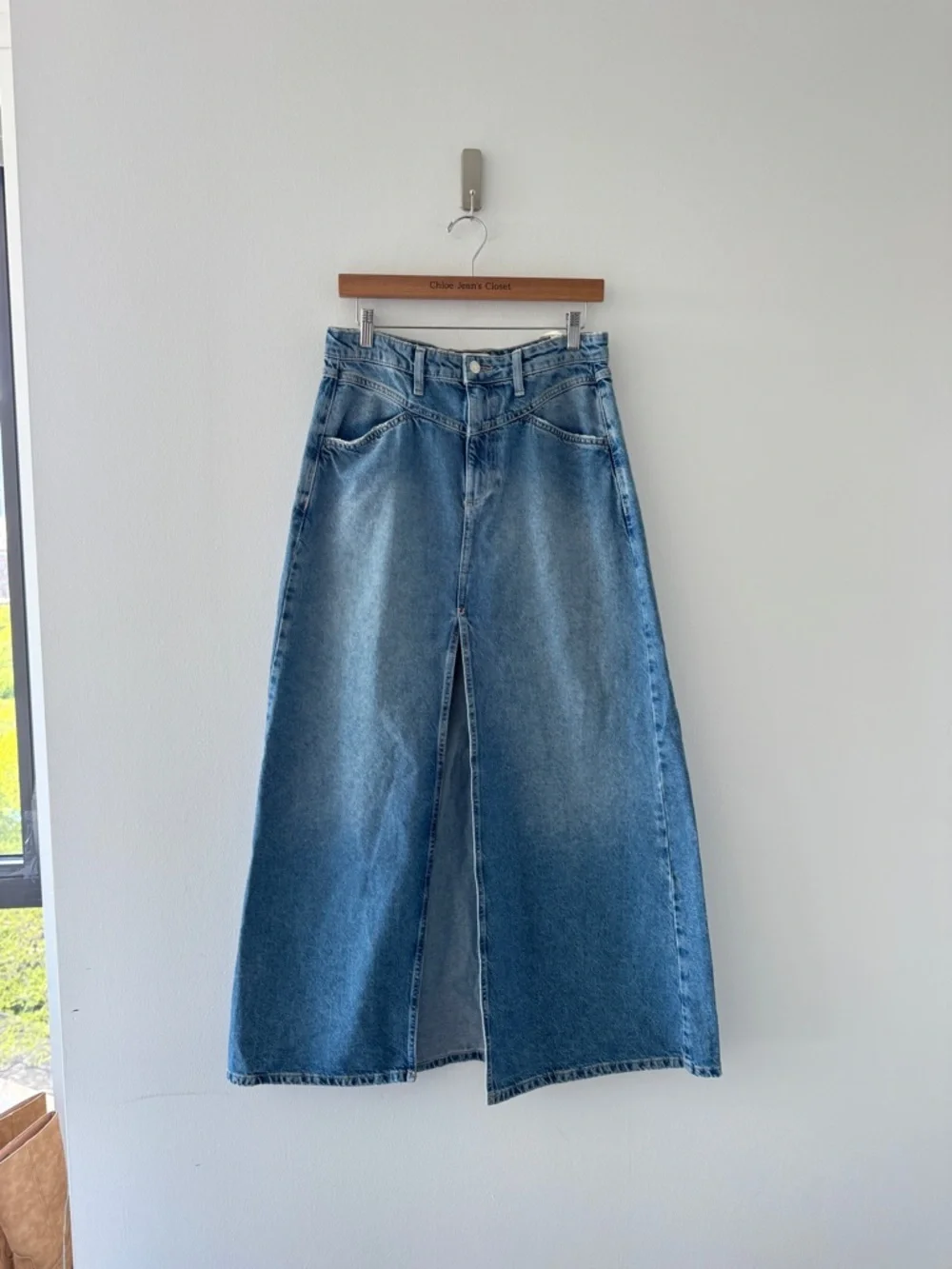 FREE PEOPLE Come As You Are Denim Maxi Skirt 6